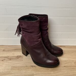 Women's US 8 EU 38 Bos & Co Bailee Leather and Suede Boots Maroon/Purple